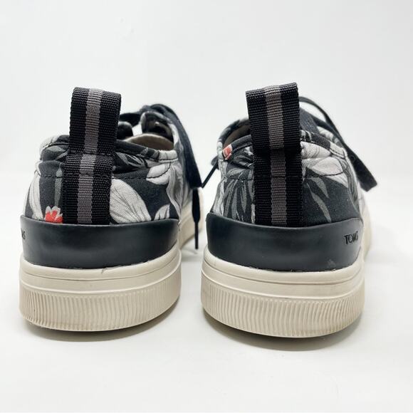 TOMS Trvl Lite Low Black Tropical Lace Up Canvas Sneakers Tennis Shoes mens 12 - Picture 8 of 14